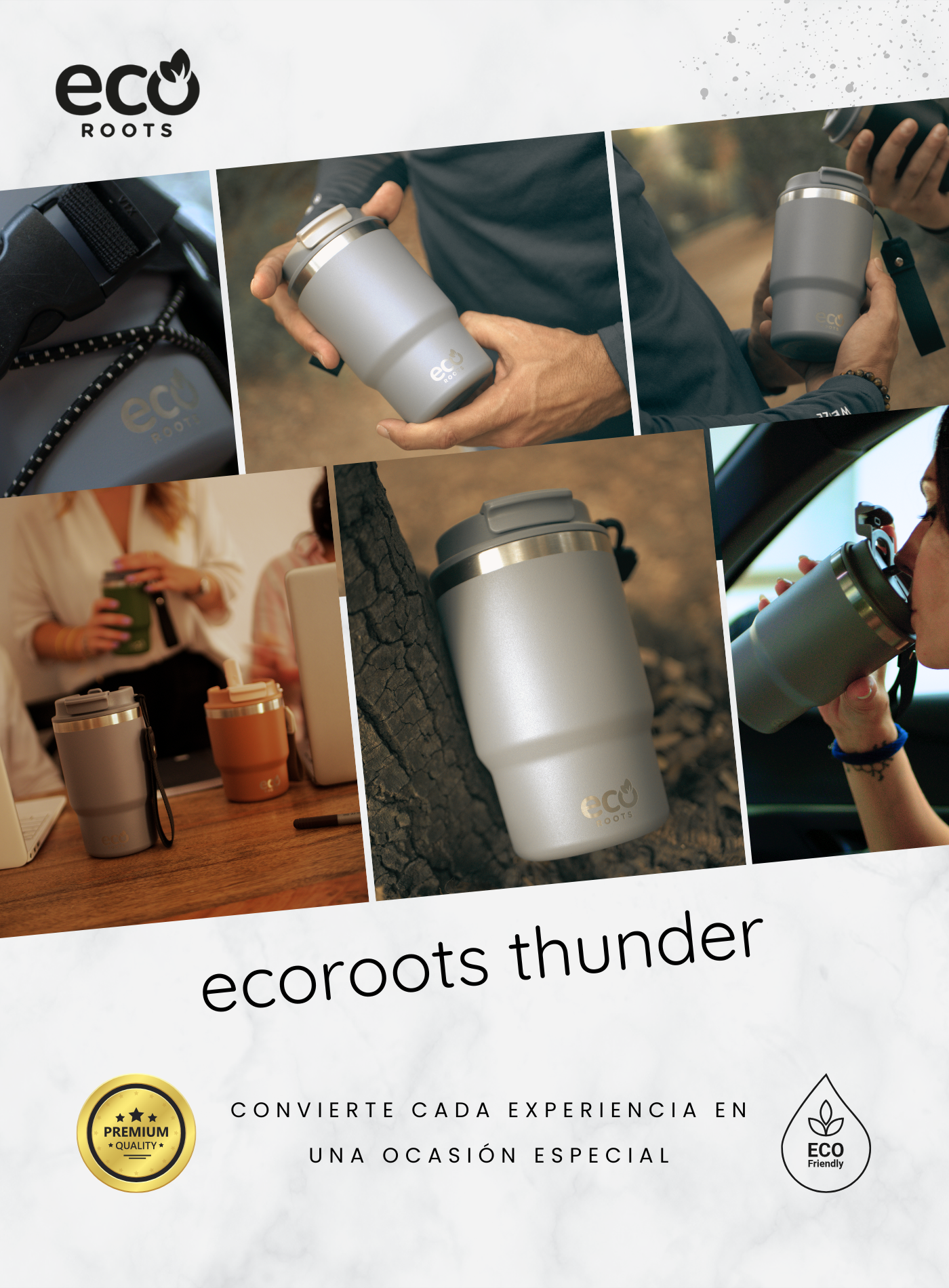 ECOROOTS I Thunder Outdoor I Termo I Vaso térmico I Gris Cool I 470 ml 🛒 (PRÓXIMAMENTE)