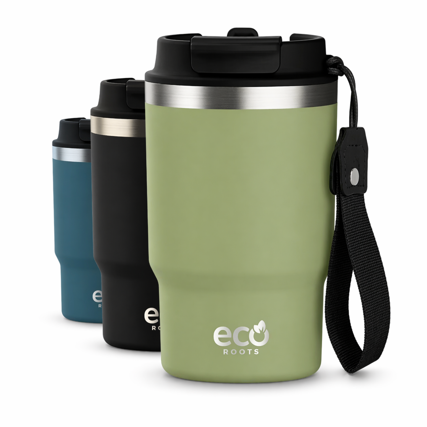 ECOROOTS Thunder I Termo y vaso térmico 470 ml (Verde Army)