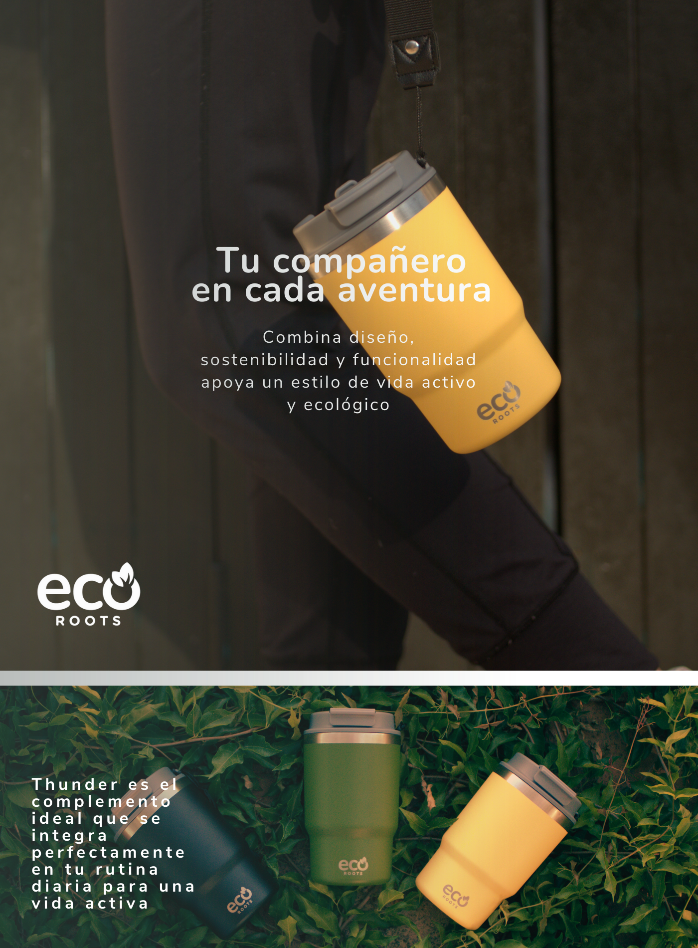 ECOROOTS I Thunder Outdoor I Termo I Vaso térmico I Amarillo Piña I 470 ml 🛒 (PRÓXIMAMENTE)