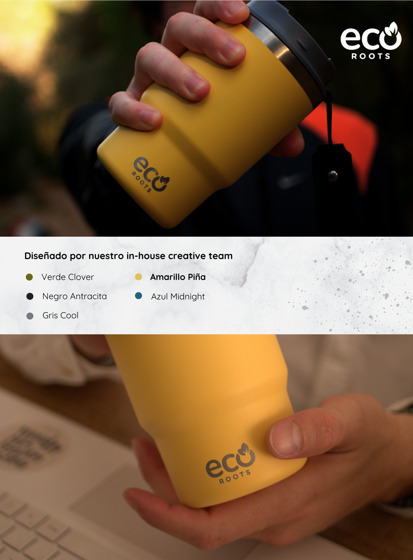 ECOROOTS I Thunder Outdoor I Termo I Vaso térmico I Amarillo Piña I 470 ml 🛒 (PRÓXIMAMENTE)