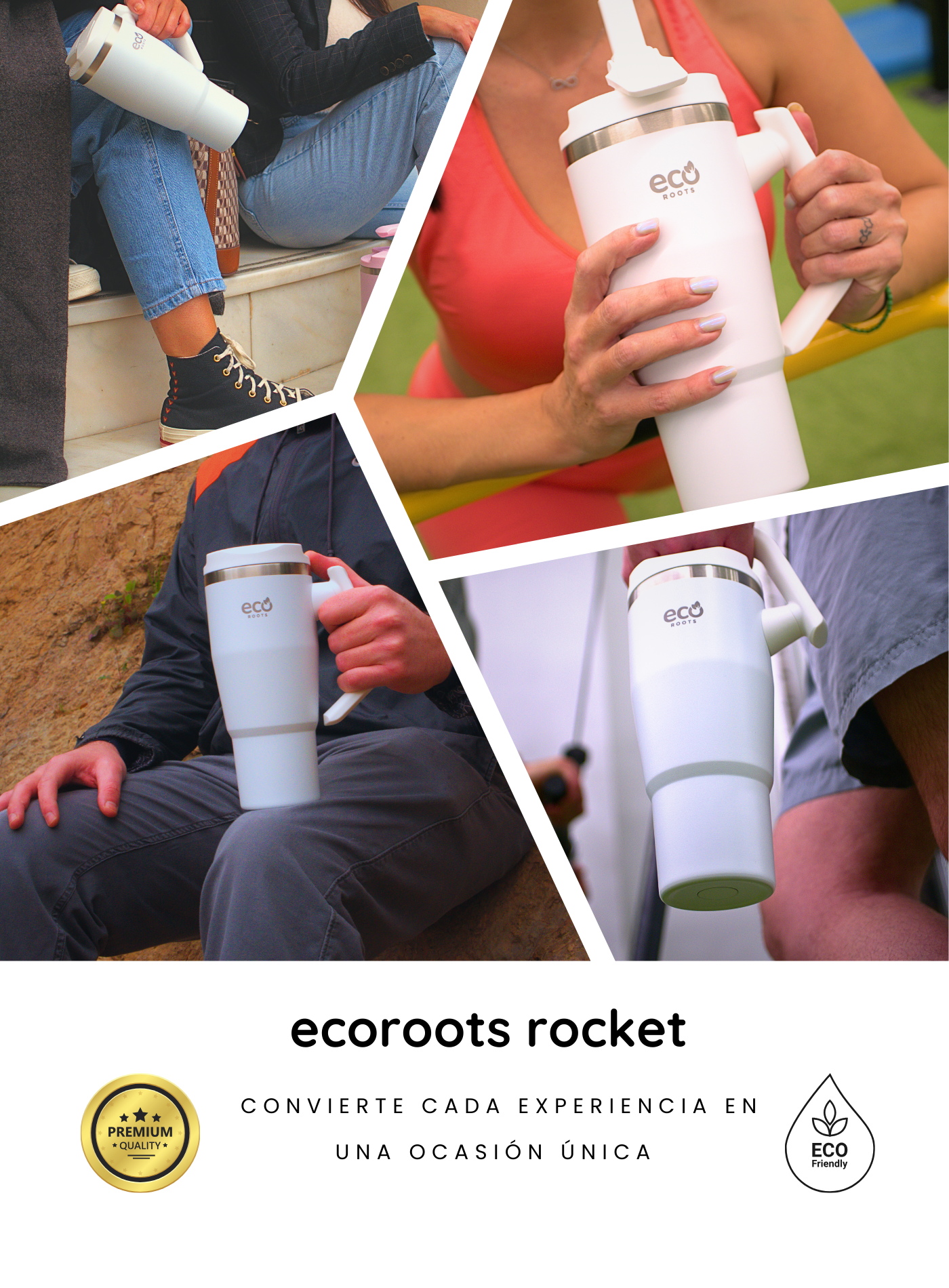 Rocket Active I Botella Térmica I Termo I Asa móvil I Blanco Snow I 940 ml