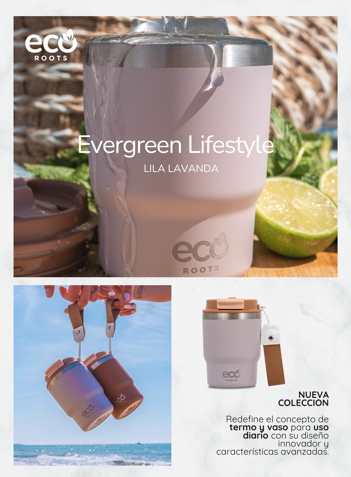 ECOROOTS I Evergreen Lifestyle I Termo I Vaso térmico I Lila Lavanda I 360 ml