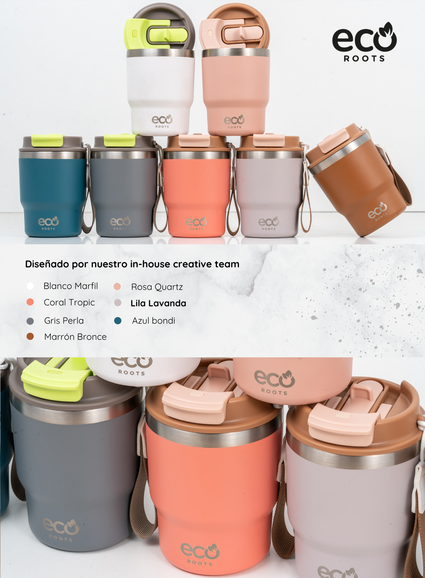 ECOROOTS I Evergreen Lifestyle I Termo I Vaso térmico I Lila Lavanda I 360 ml