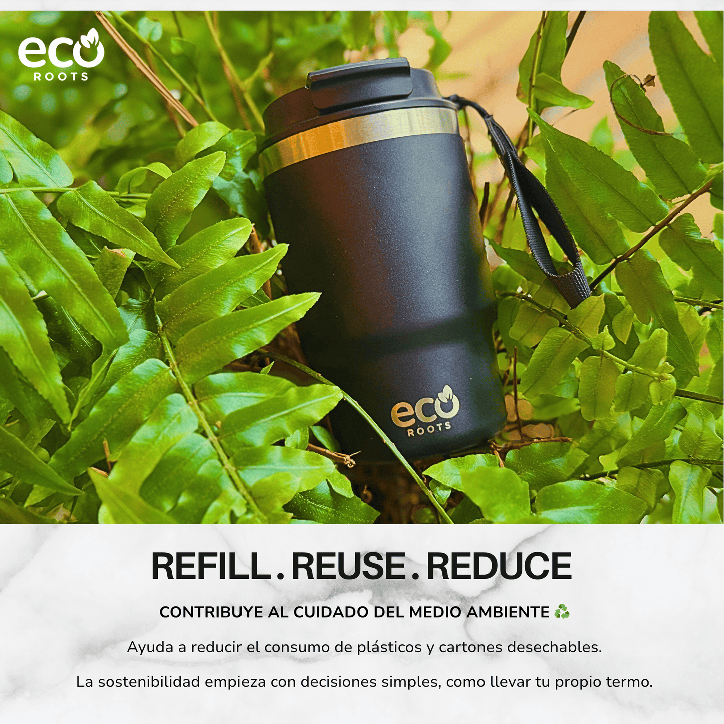 ECOROOTS Thunder I Termo 470 ml I Vaso térmico (Negro Antracita)