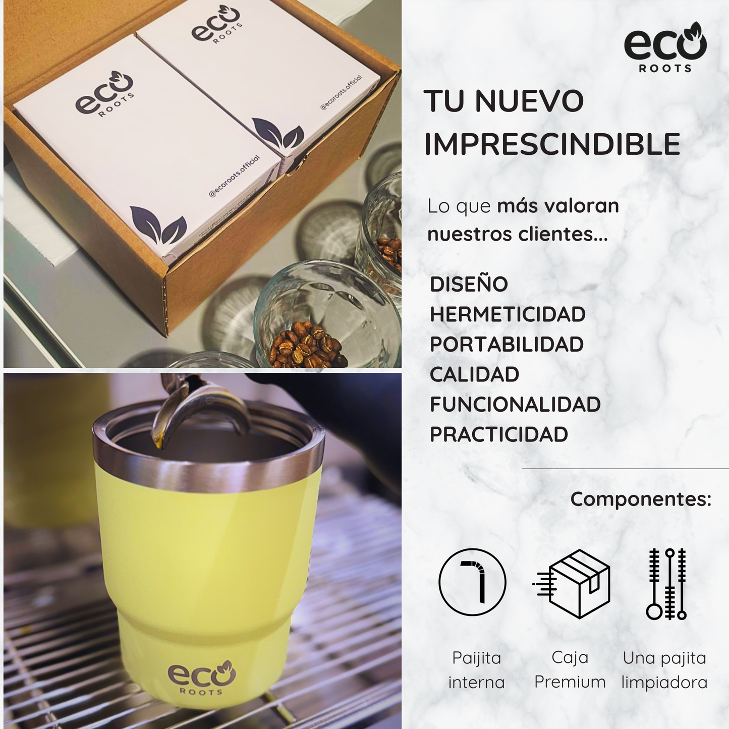 ECOROOTS Evergreen I Termo 360 º I Taza térmica (Amarillo Ipa)