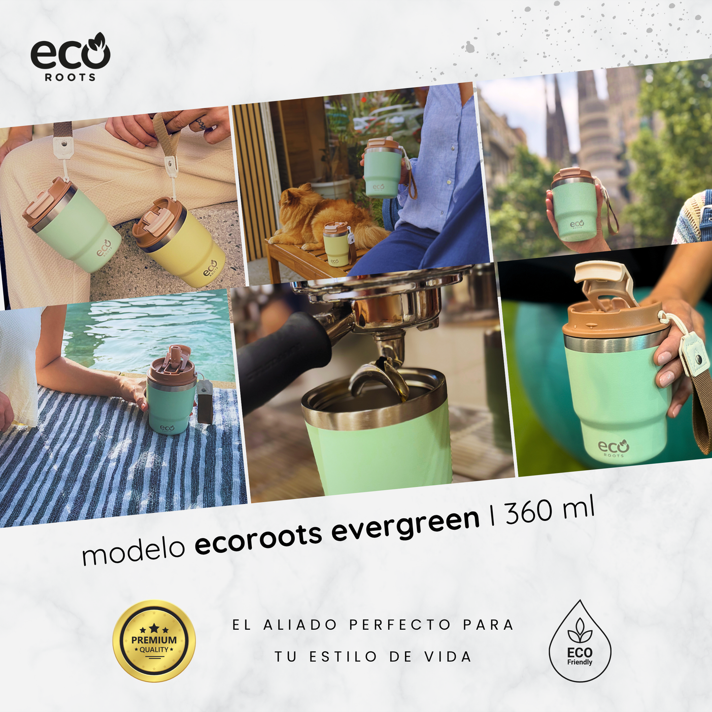 ECOROOTS Evergreen I Taza Térmica 360 º I Vaso térmico (Verde Fresh) 🛒 (PRÓXIMAMENTE)