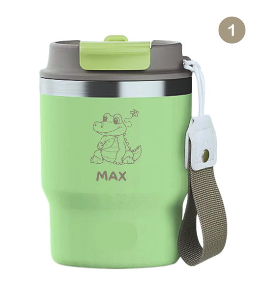 Termo Infantil 360 ml Personalizable | Verde Fresh | Grabado Láser | ECOROOTS Kids