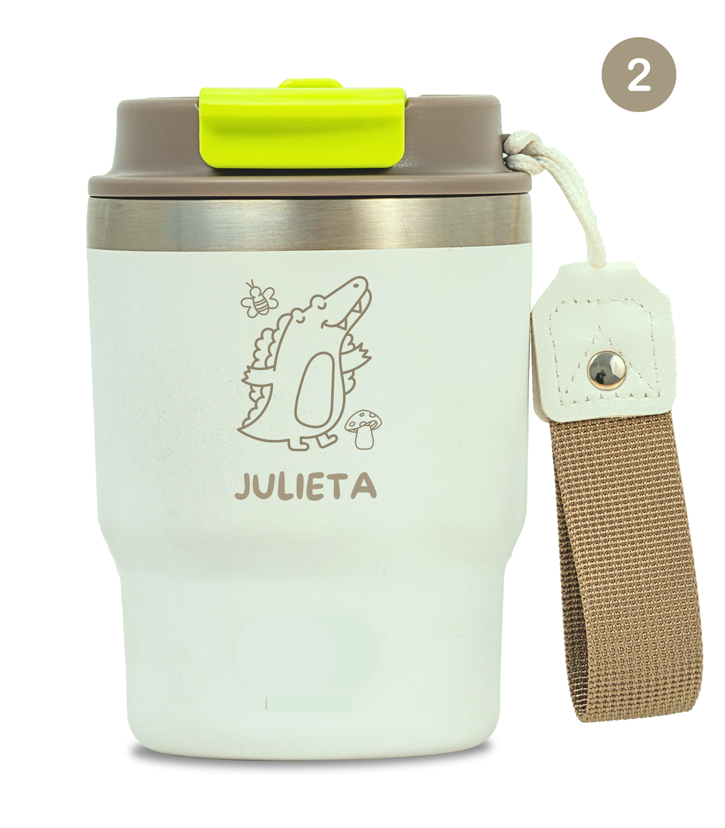 Termo Infantil 360 ml Personalizable | Blanco Marfil | Grabado Láser | ECOROOTS Kids