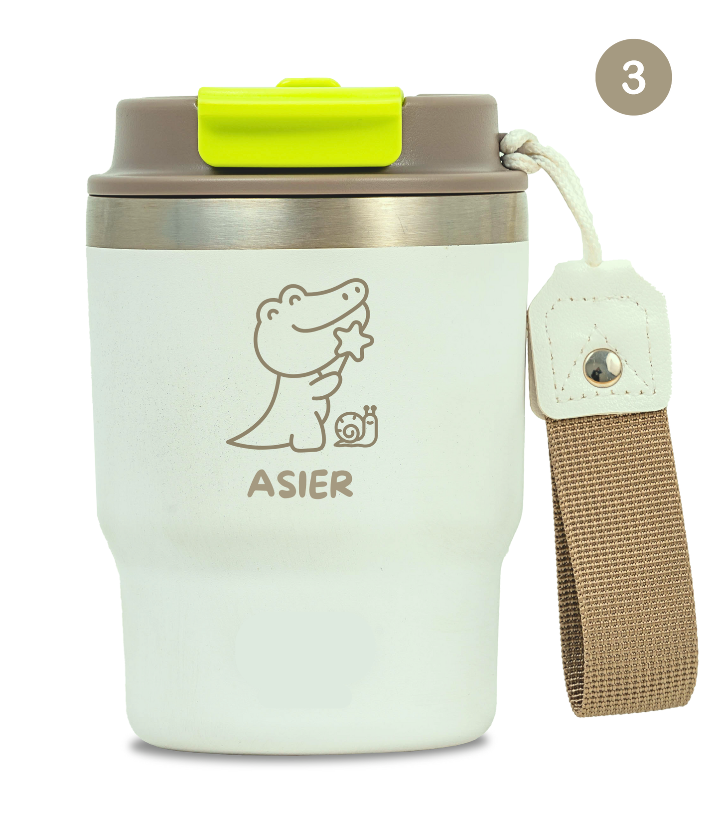Termo Infantil 360 ml Personalizable | Blanco Marfil | Grabado Láser | ECOROOTS Kids
