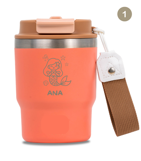 Termo Infantil 360 ml Personalizable | Coral Tropic | Grabado Láser | ECOROOTS Kids