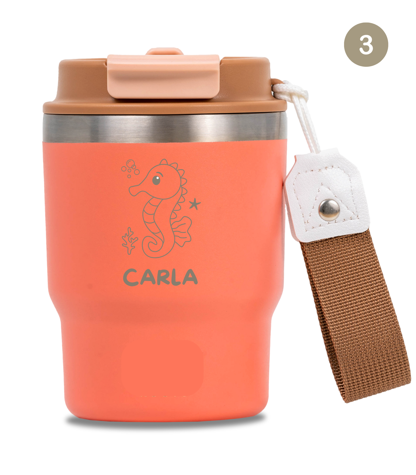 Termo Infantil 360 ml Personalizable | Coral Tropic | Grabado Láser | ECOROOTS Kids