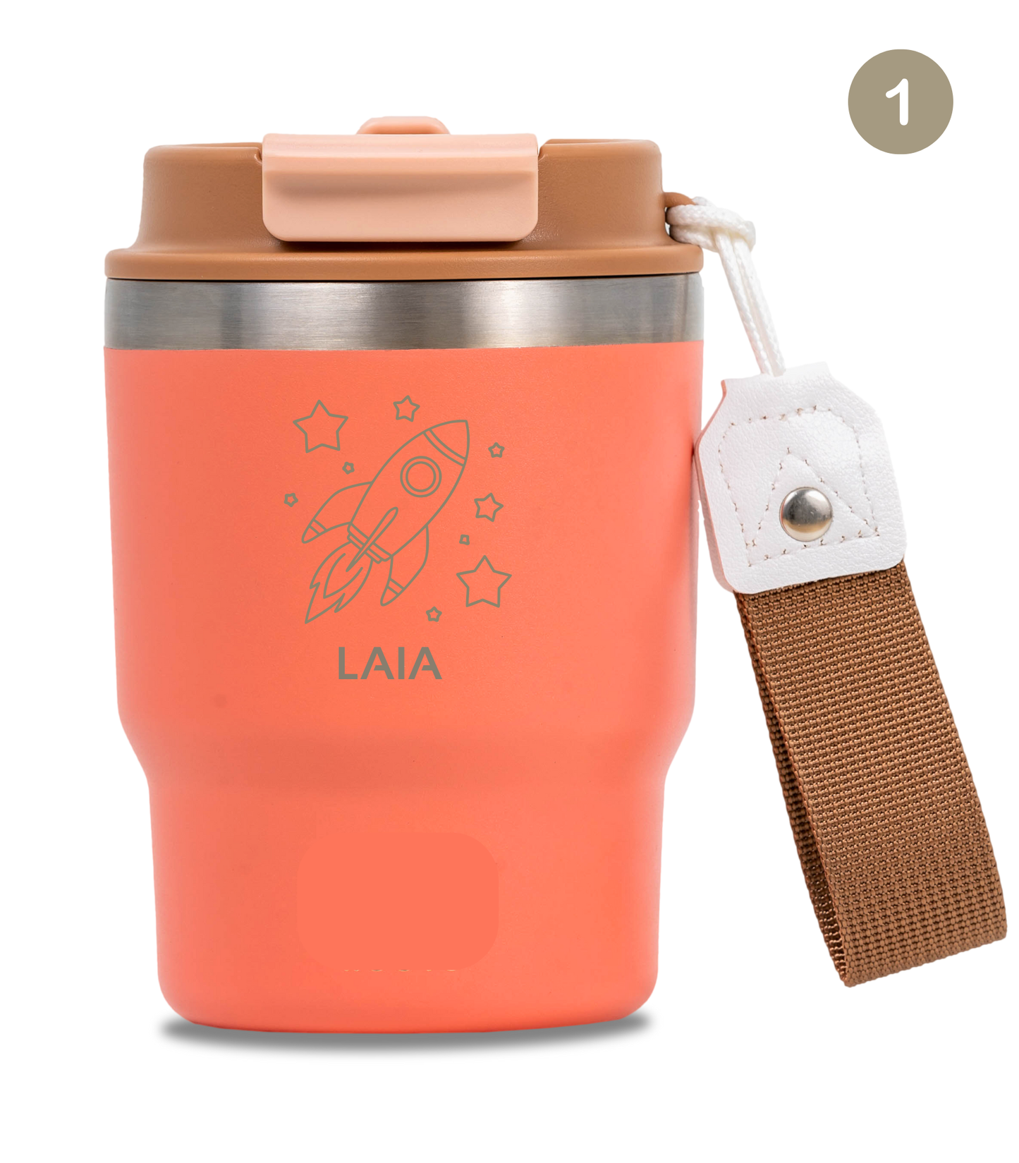 Termo Infantil 360 ml Personalizable | Coral Tropic | Grabado Láser | ECOROOTS Kids