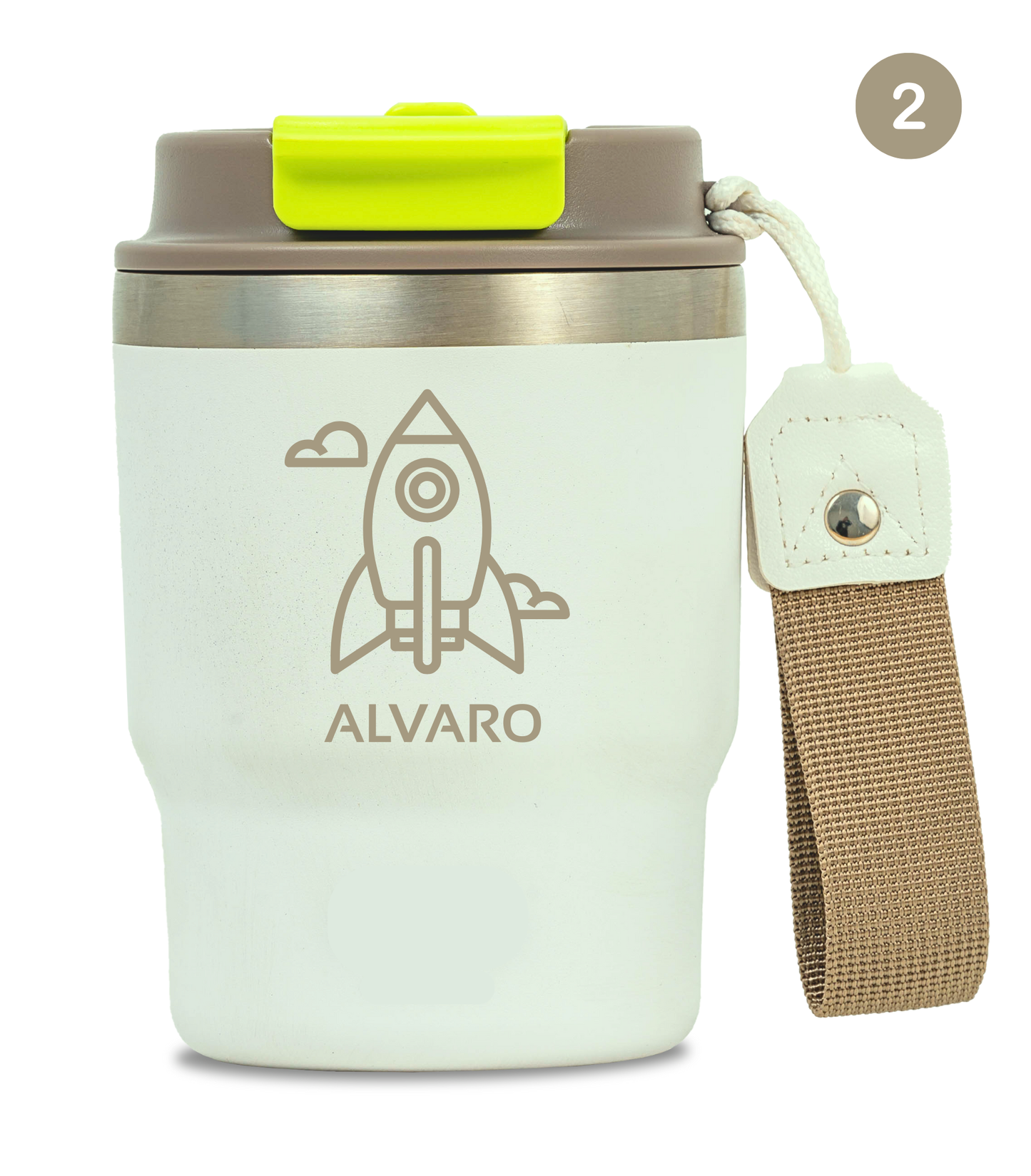 Termo Infantil 360 ml Personalizable | Blanco Marfil | Grabado Láser | ECOROOTS Kids