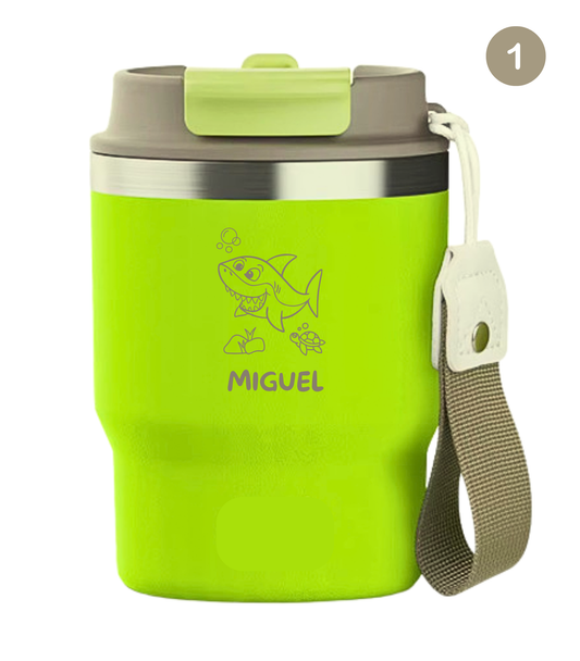 Termo Infantil 360 ml Personalizable | Verde Neon | Grabado Láser | ECOROOTS Kids