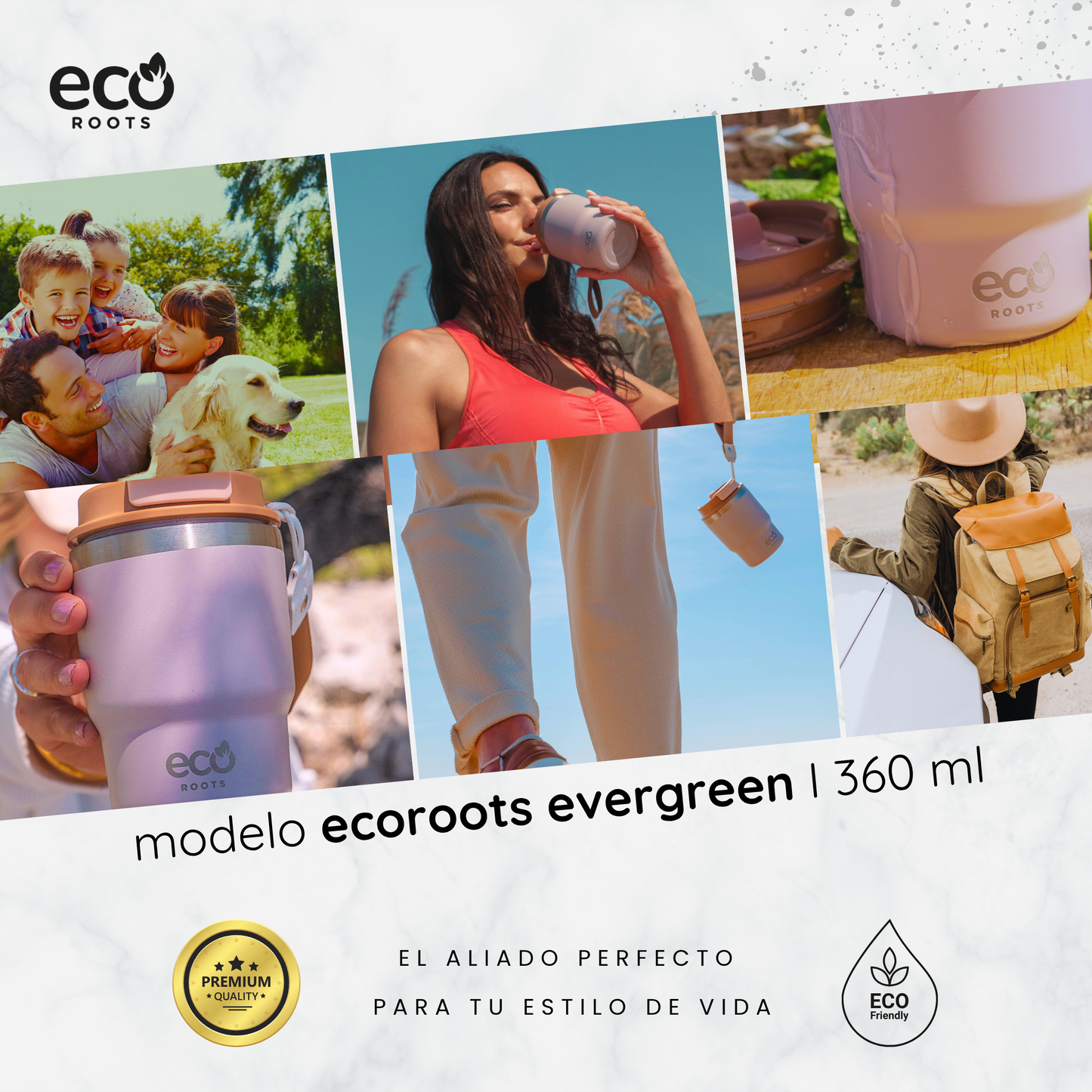 ECOROOTS Evergreen I Termo 360 º I Vaso térmico (Lila Lavanda)