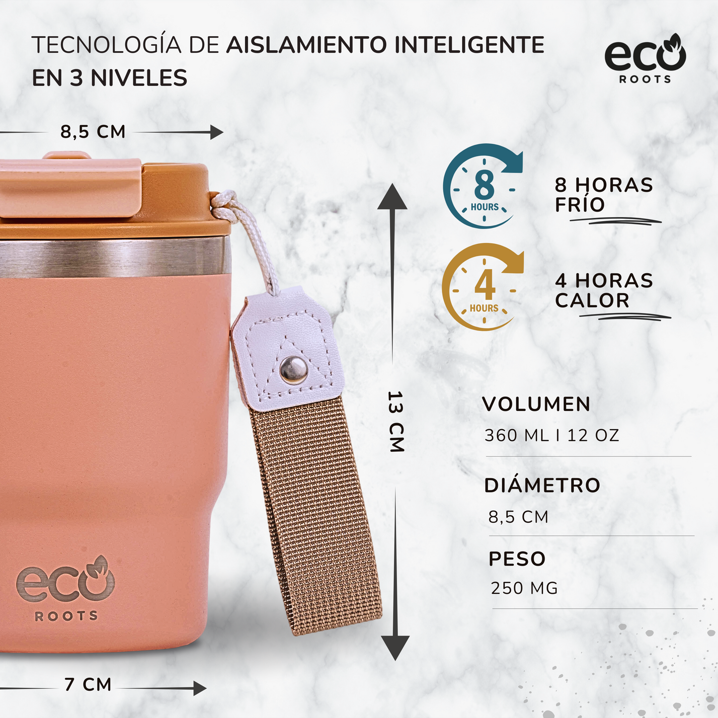 ECOROOTS Evergreen I Termo 360 º I Vaso térmico (Rosa Quartz)