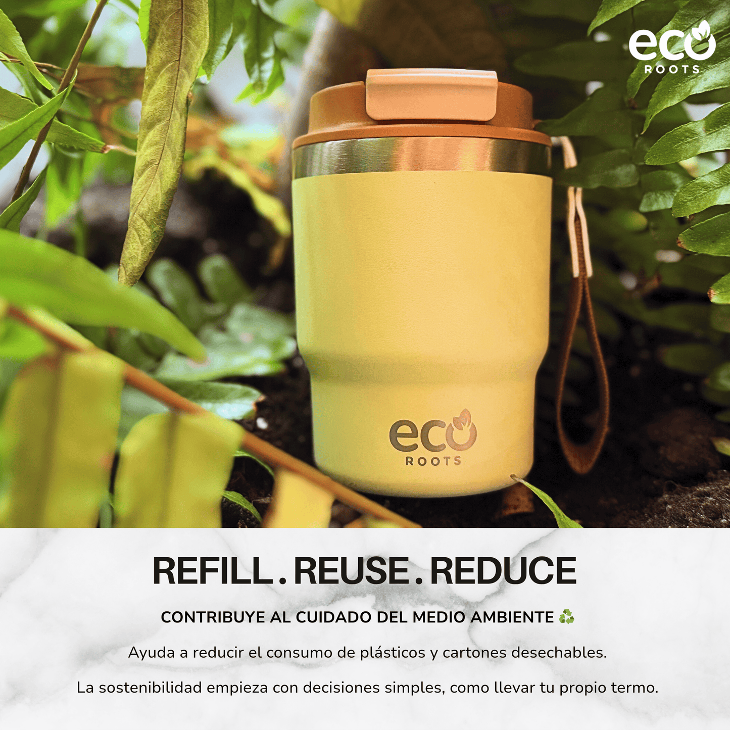 ECOROOTS Evergreen I Termo 360 º I Taza térmica (Amarillo Ipa)