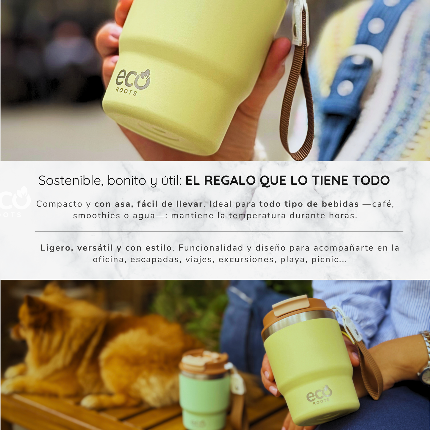 ECOROOTS Evergreen I Termo 360 º I Taza térmica (Amarillo Ipa)