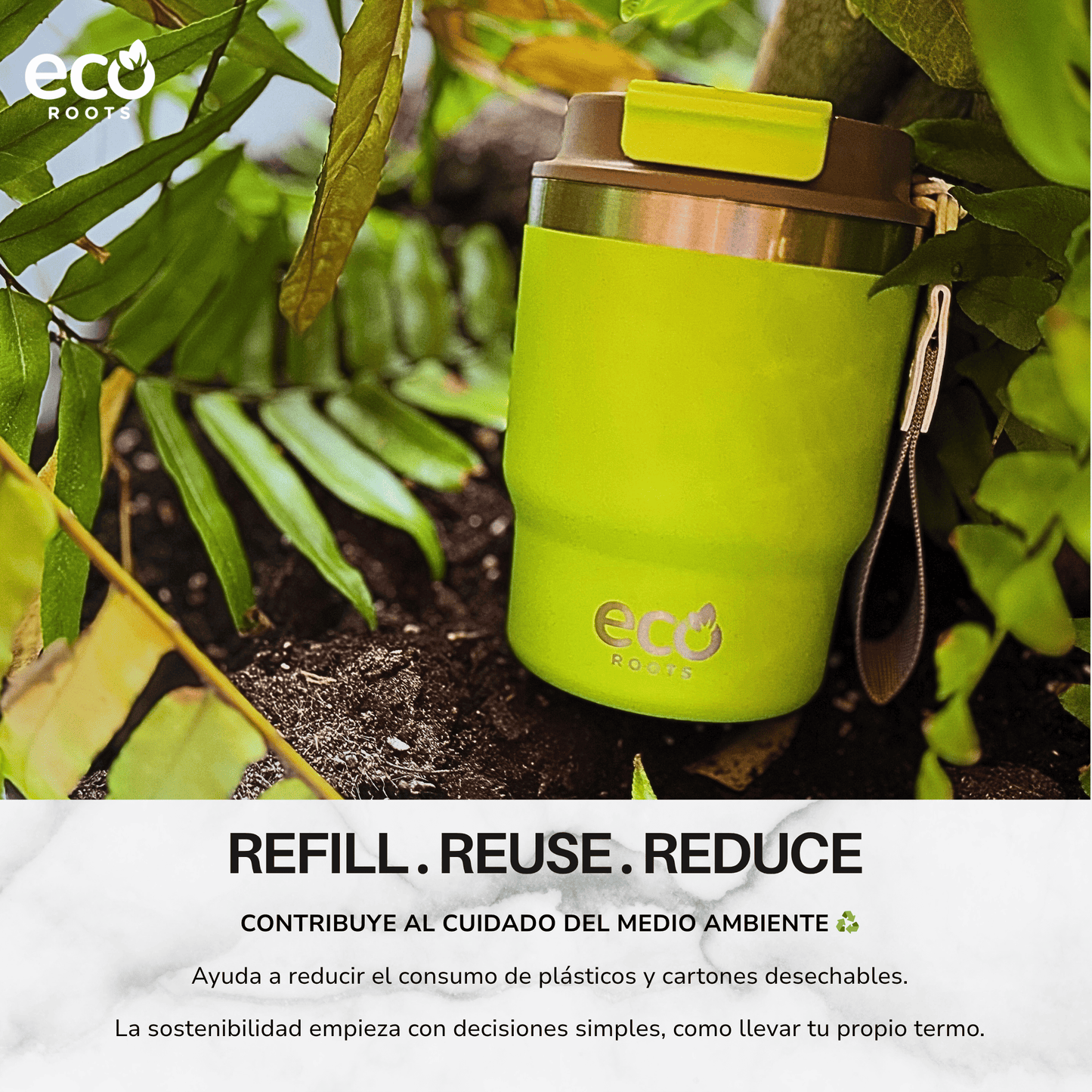 ECOROOTS Evergreen I Termo 360 º I Vaso térmico (Verde Neon)