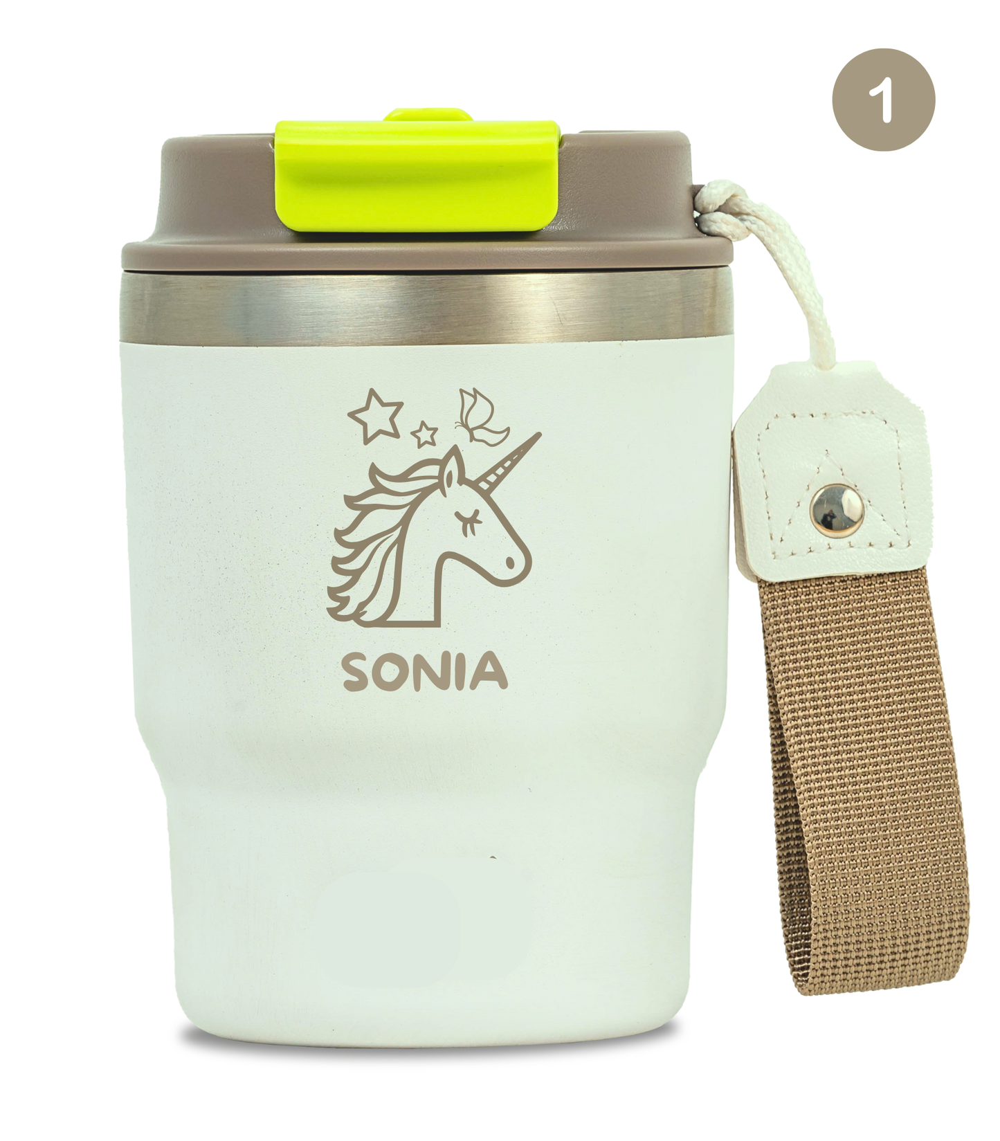 Termo Infantil 360 ml Personalizable | Blanco Marfil | Grabado Láser | ECOROOTS Kids
