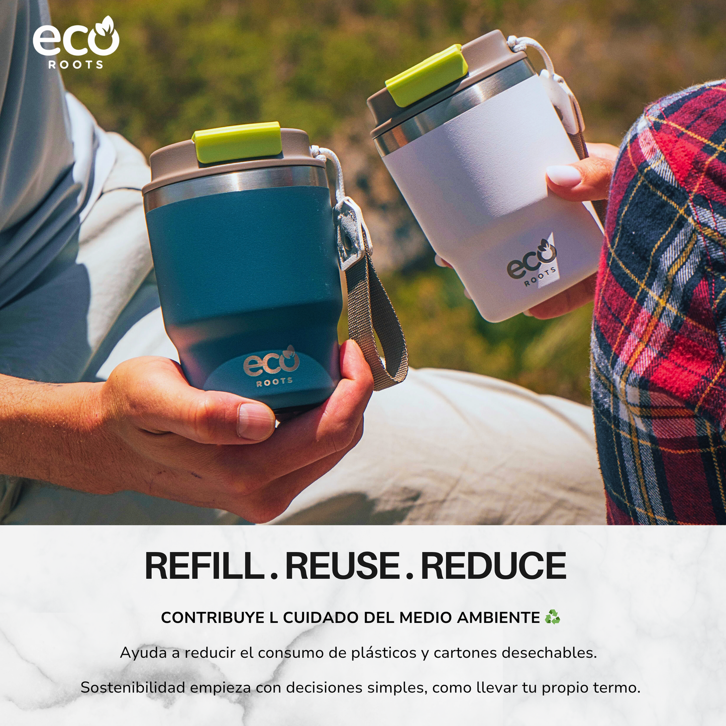 ECOROOTS Evergreen I Termo 360 º I Vaso térmico (Azul Bondi)