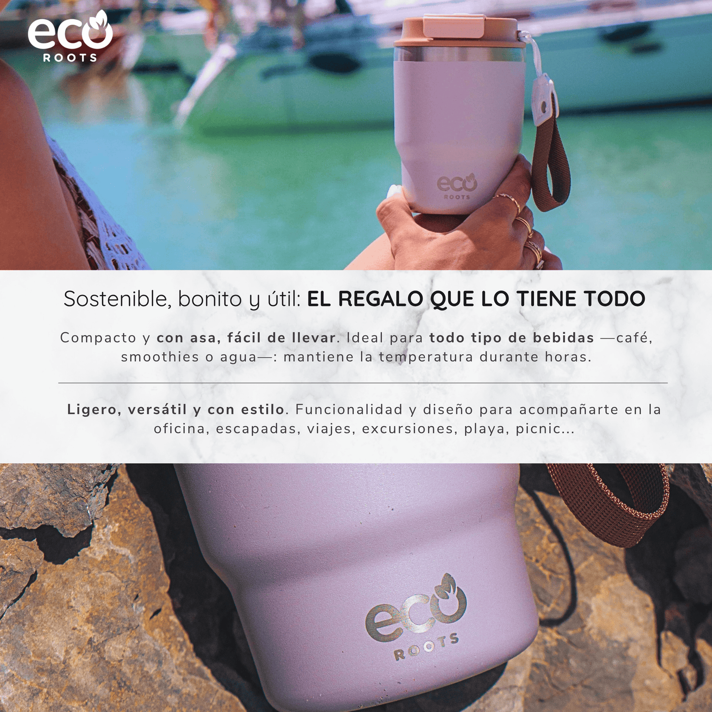 ECOROOTS Evergreen I Termo 360 º I Vaso térmico (Lila Lavanda)