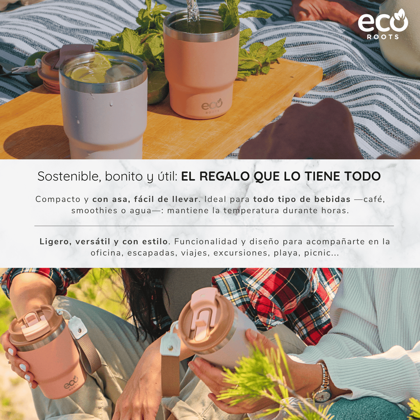 ECOROOTS Evergreen I Termo 360 º I Vaso térmico (Rosa Quartz)