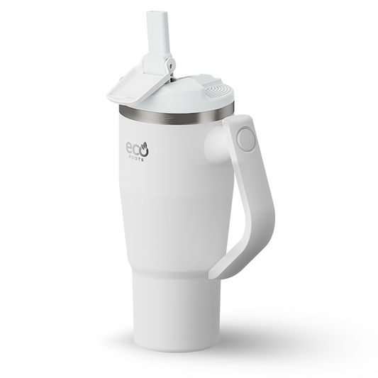 ECOROOTS Rocket I Botella Térmica I Termo 940 ml I Asa Giratoria 180º (Blanco Snow)