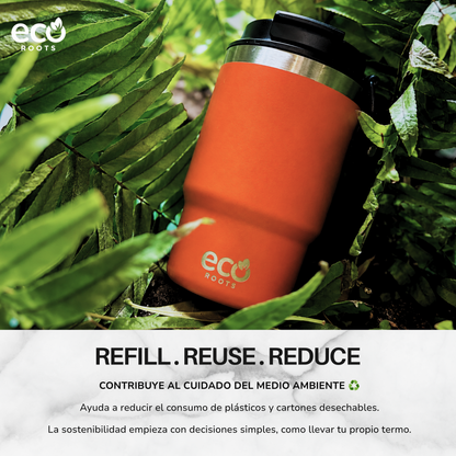 ECOROOTS Thunder I Termo y vaso térmico 470 ml (Naranja Mars)