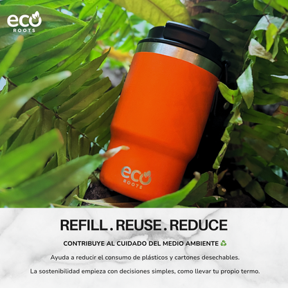 ECOROOTS Thunder I Termo 470 ml I Vaso térmico (Naranja Mars)