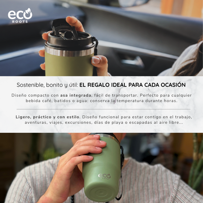 ECOROOTS Thunder I Termo y vaso térmico 470 ml (Verde Army)