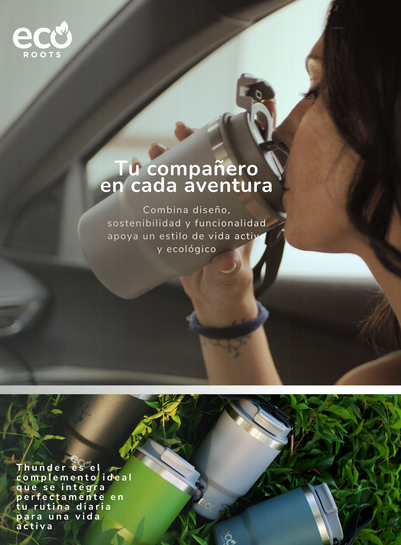 ECOROOTS I Thunder Outdoor I Termo I Vaso térmico I Gris Cool I 470 ml 🛒 (PRÓXIMAMENTE)