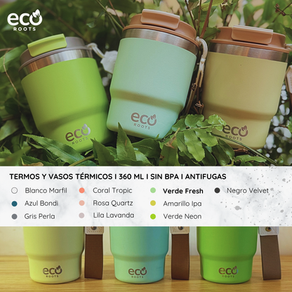 ECOROOTS Evergreen I Termo y vaso térmico 360 ml (Verde Fresh)