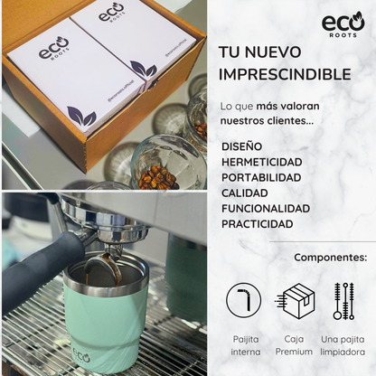 ECOROOTS Evergreen I Termo y vaso térmico 360 ml (Verde Fresh)