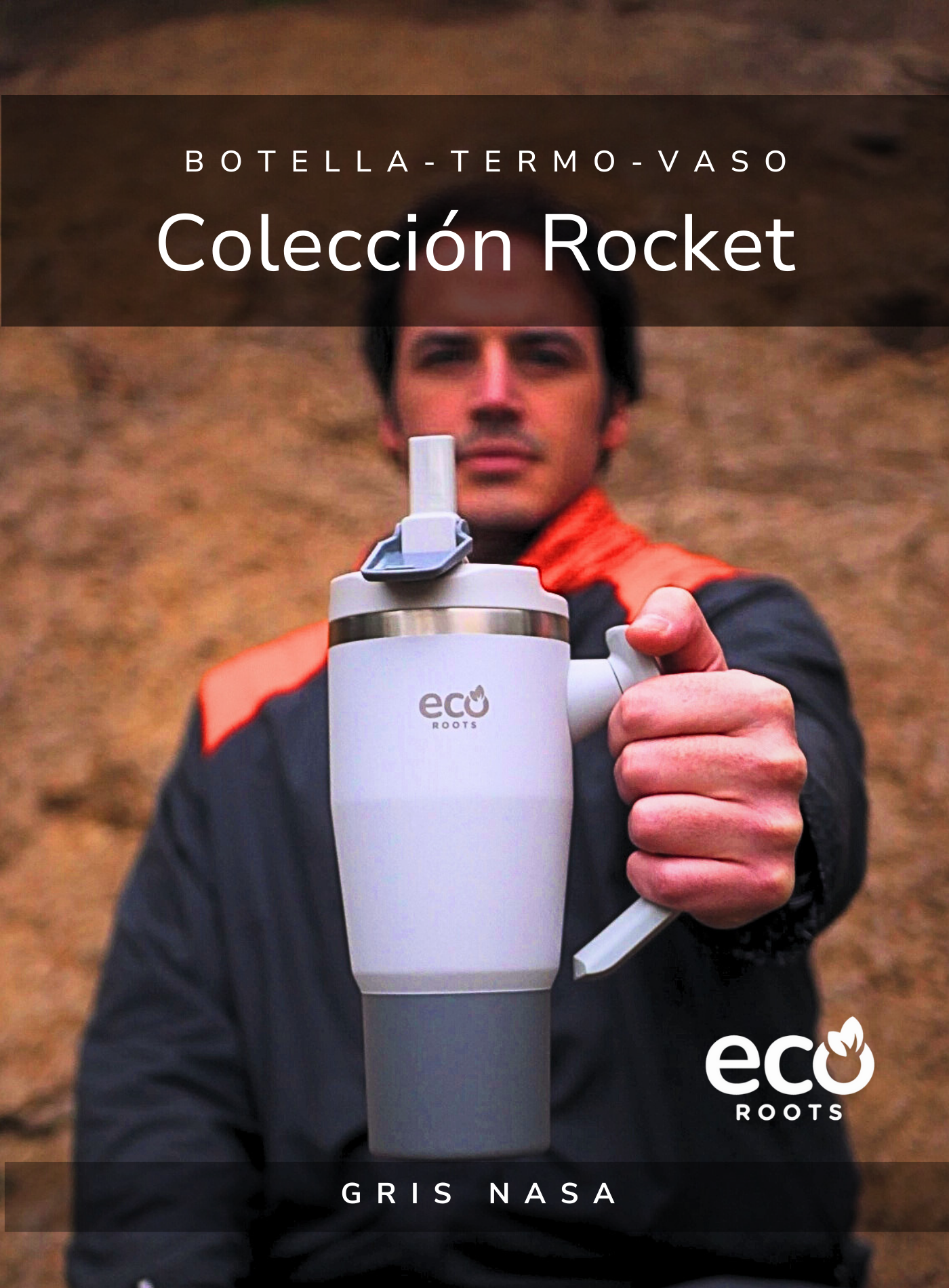 ECOROOTS I Rocket Active I Botella Térmica I Termo I Asa móvil I Gris Nasa I 940 ml