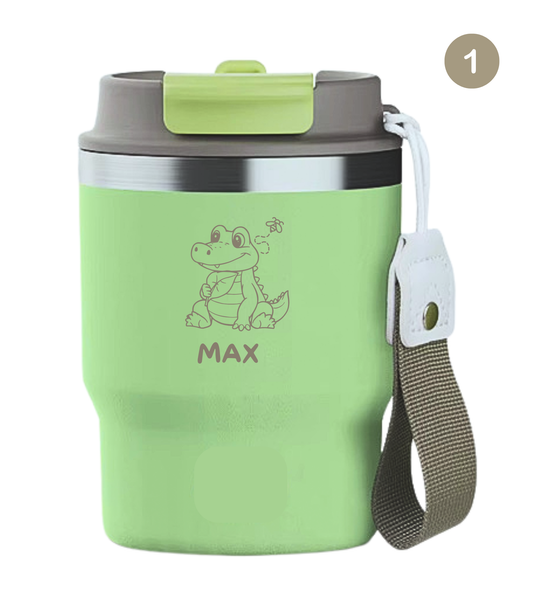 Termo Infantil 360 ml Personalizable | Verde Fresh | Grabado Láser | ECOROOTS Kids
