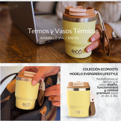 ECOROOTS Evergreen I Termo y vaso térmico 360 ml (Amarillo Ipa)