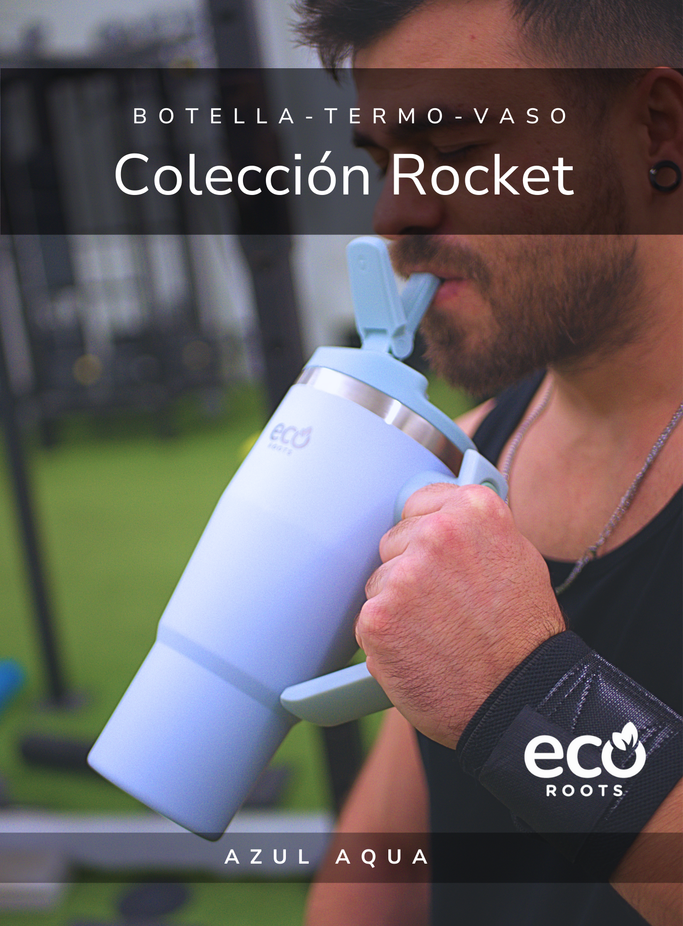 ECOROOTS I Rocket Active I Botella Térmica I Termo I Asa móvil I Azul Aqua I 940 ml