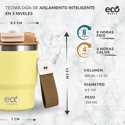 ECOROOTS Evergreen I Termo y vaso térmico 360 ml (Amarillo Ipa)