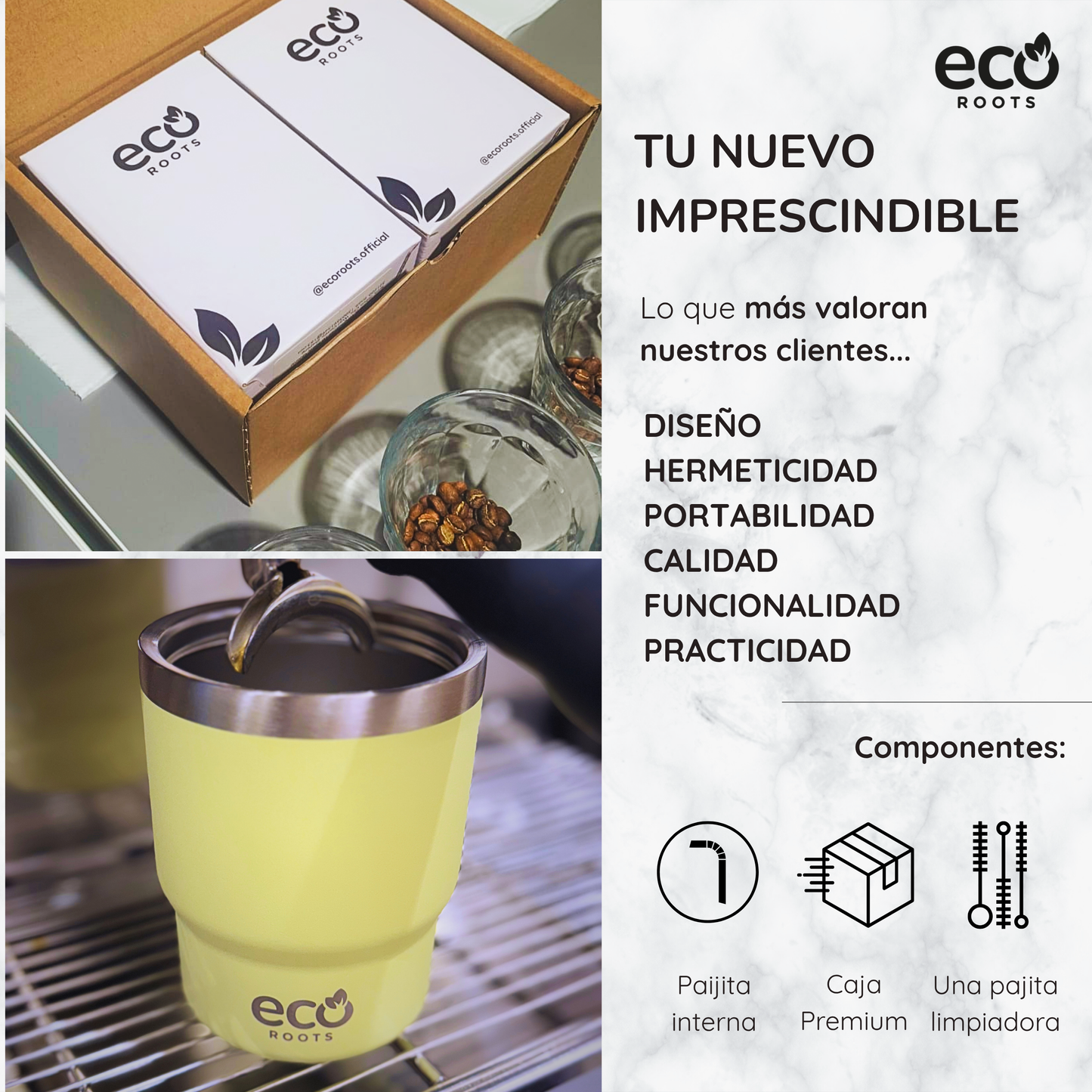 ECOROOTS Evergreen I Termo y vaso térmico 360 ml (Amarillo Ipa)