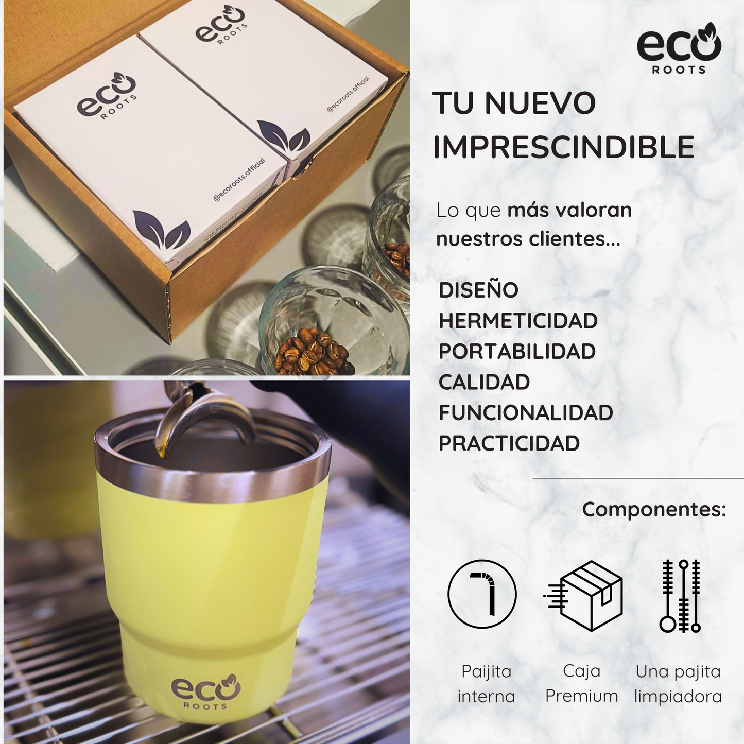 ECOROOTS Evergreen I Termo y vaso térmico 360 ml (Amarillo Ipa)