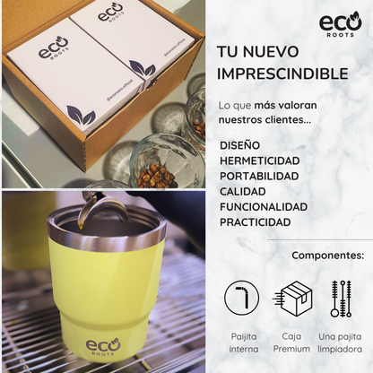 ECOROOTS Evergreen I Termo y vaso térmico 360 ml (Amarillo Ipa)