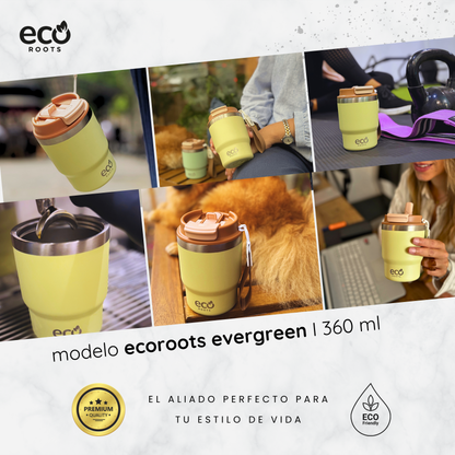 ECOROOTS Evergreen I Termo y vaso térmico 360 ml (Amarillo Ipa)