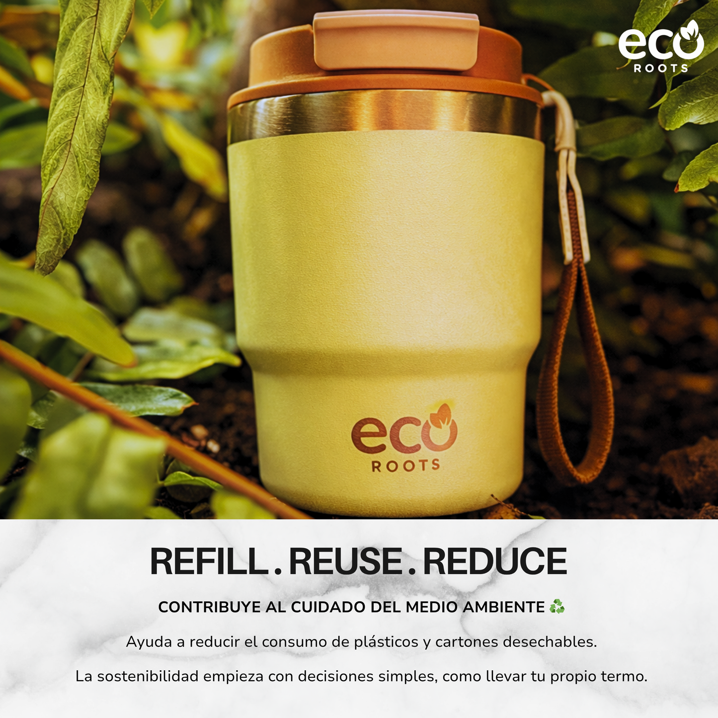ECOROOTS Evergreen I Termo y vaso térmico 360 ml (Amarillo Ipa)