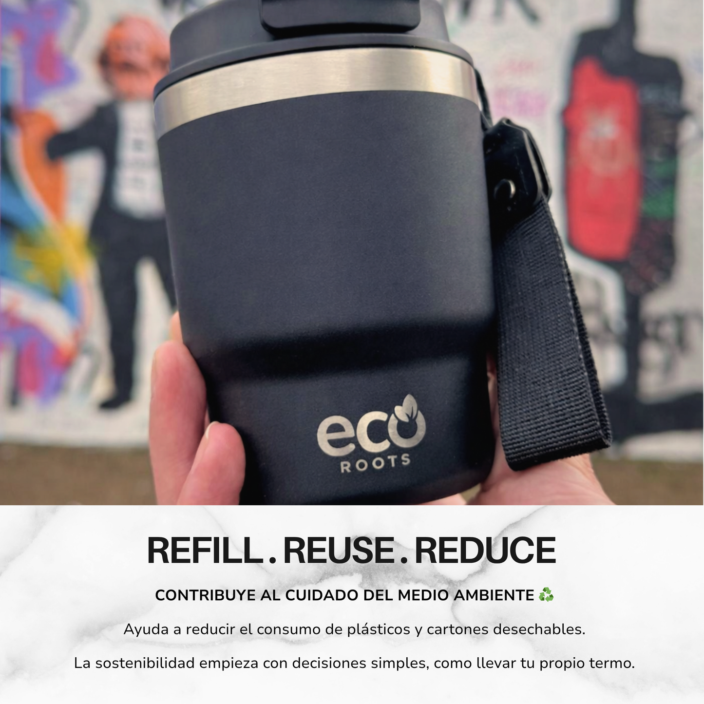 ECOROOTS Evergreen I Termo 360 º I Vaso térmico (Negro Velvet) I EDICIÓN LIMITADA