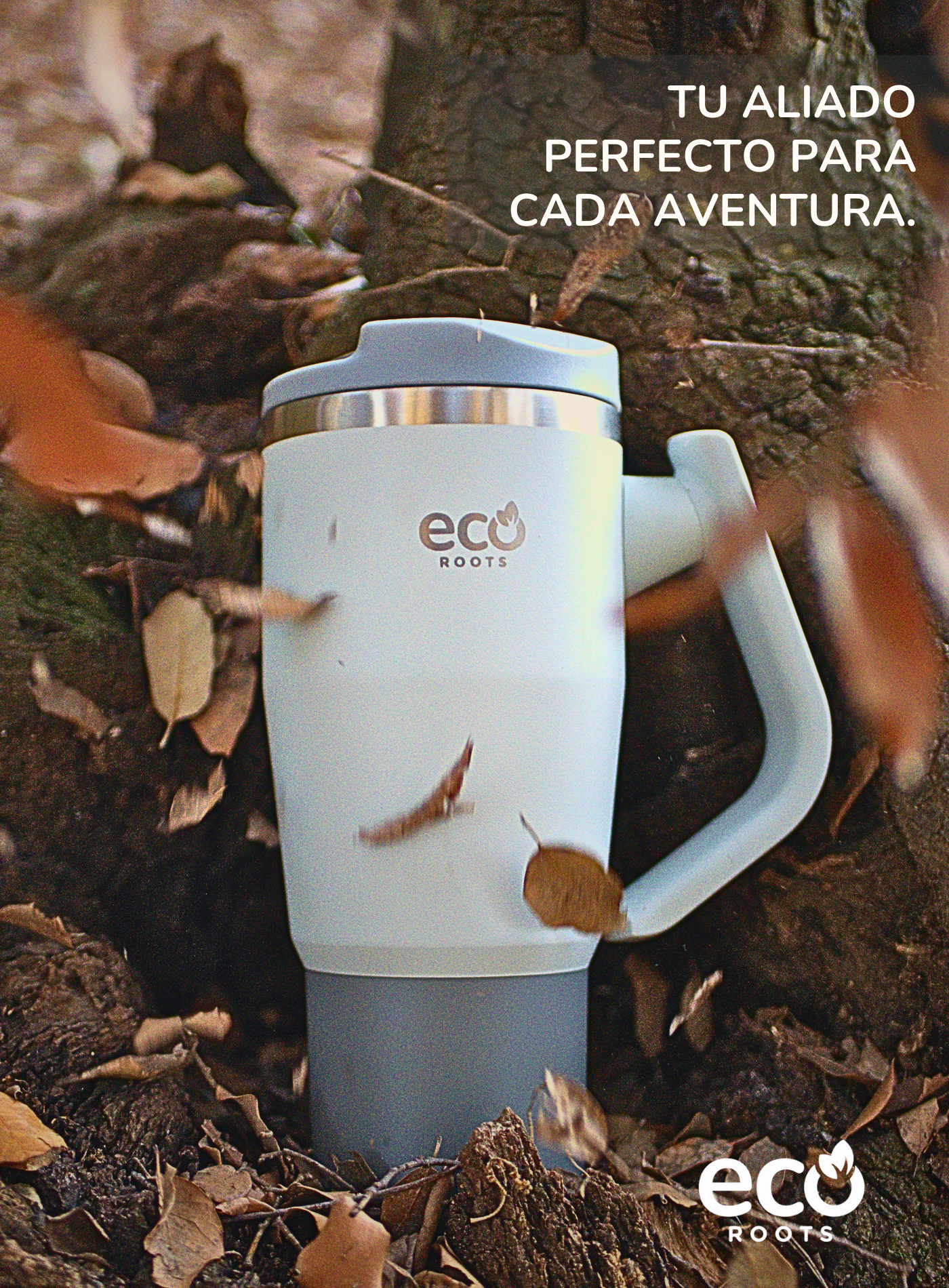 ECOROOTS I Rocket Active I Botella Térmica I Termo I Asa móvil I Gris Nasa I 940 ml