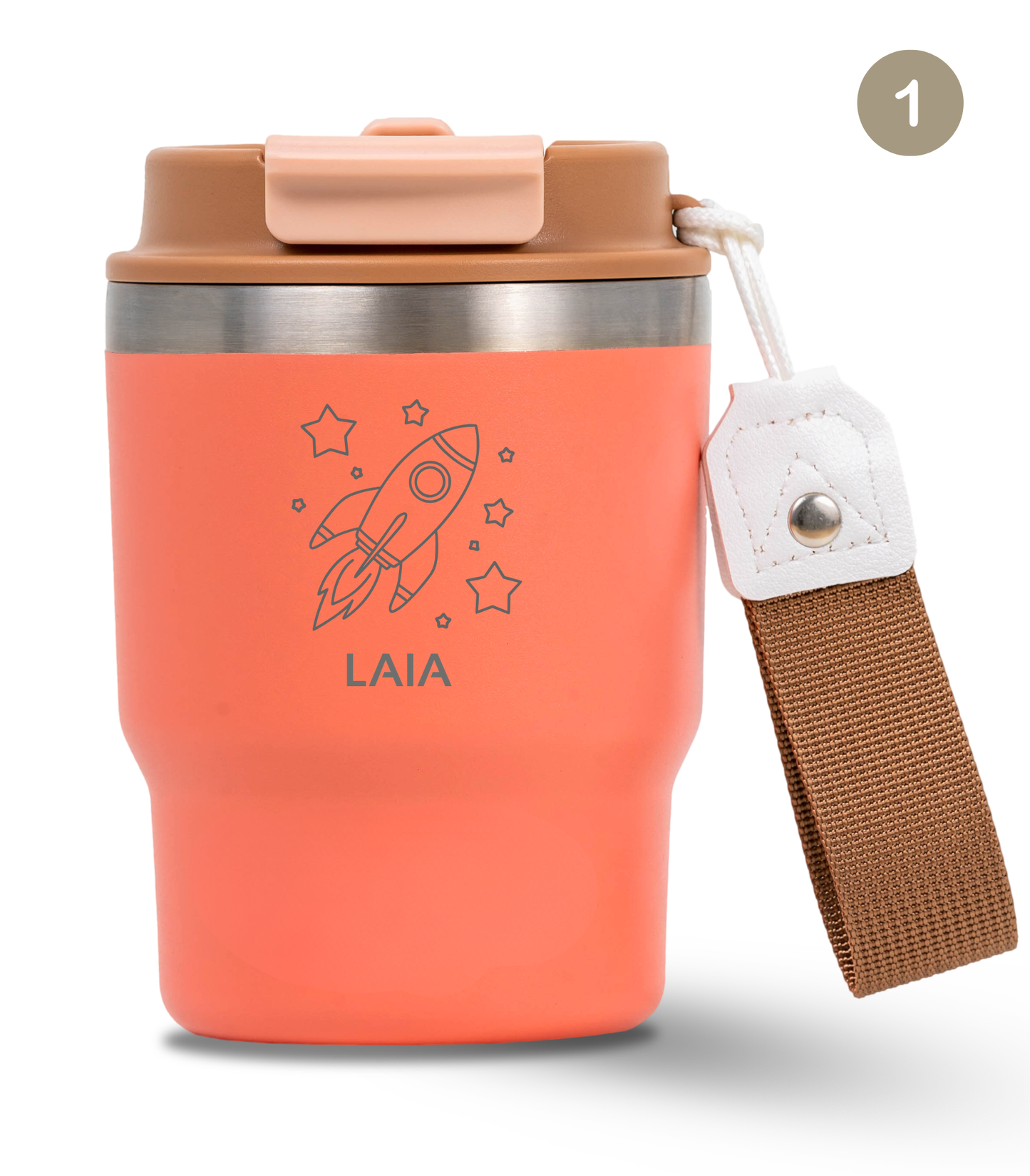 Termo Infantil 360 ml Personalizable | Coral Tropic | Grabado Láser | ECOROOTS Kids