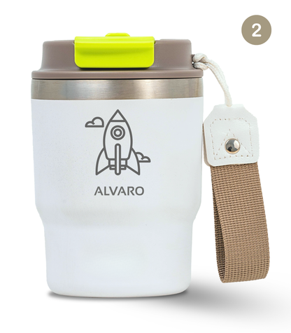 Termo Infantil 360 ml Personalizable | Blanco Marfil | Grabado Láser | ECOROOTS Kids
