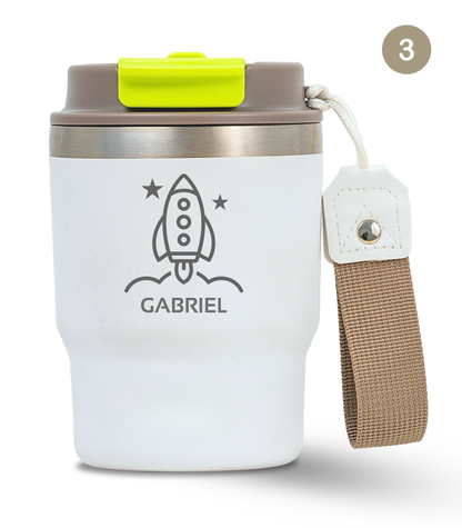 Termo Infantil 360 ml Personalizable | Blanco Marfil | Grabado Láser | ECOROOTS Kids