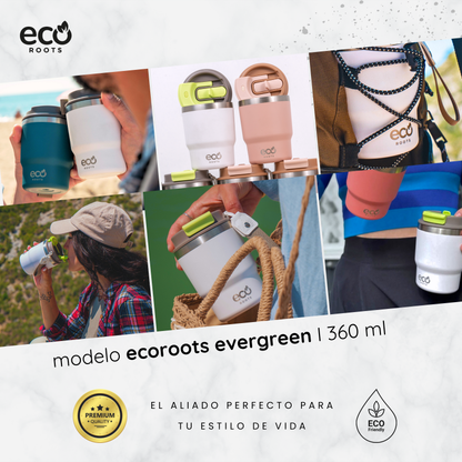 ECOROOTS Evergreen I Termo y vaso térmico 360 ml (Blanco Marfil)